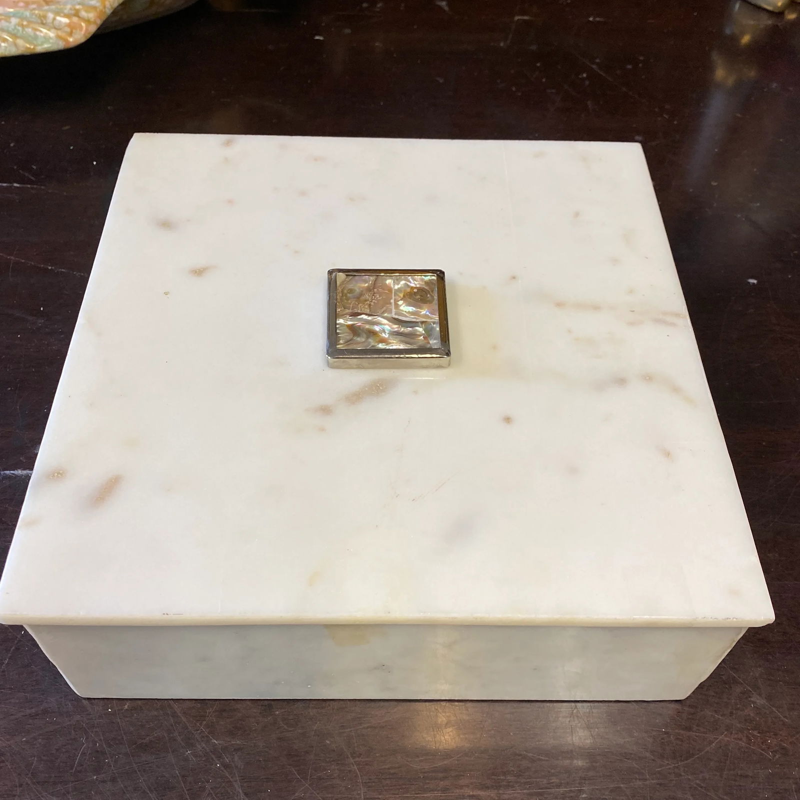 1990s Large Heavy Marble Box With Mother of Pearl Details - 2