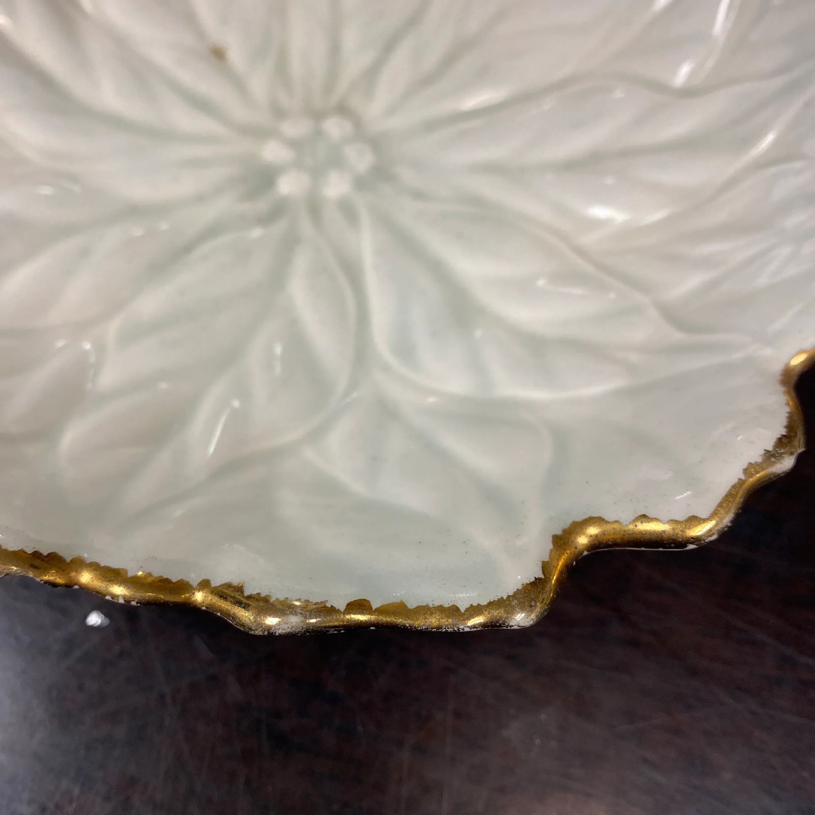 1970s Ceramic Floral White Plates W Gold Edges - a Pair - 3