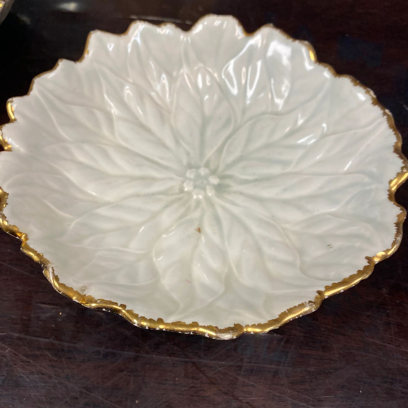 1970s Ceramic Floral White Plates W Gold Edges - a Pair - 5