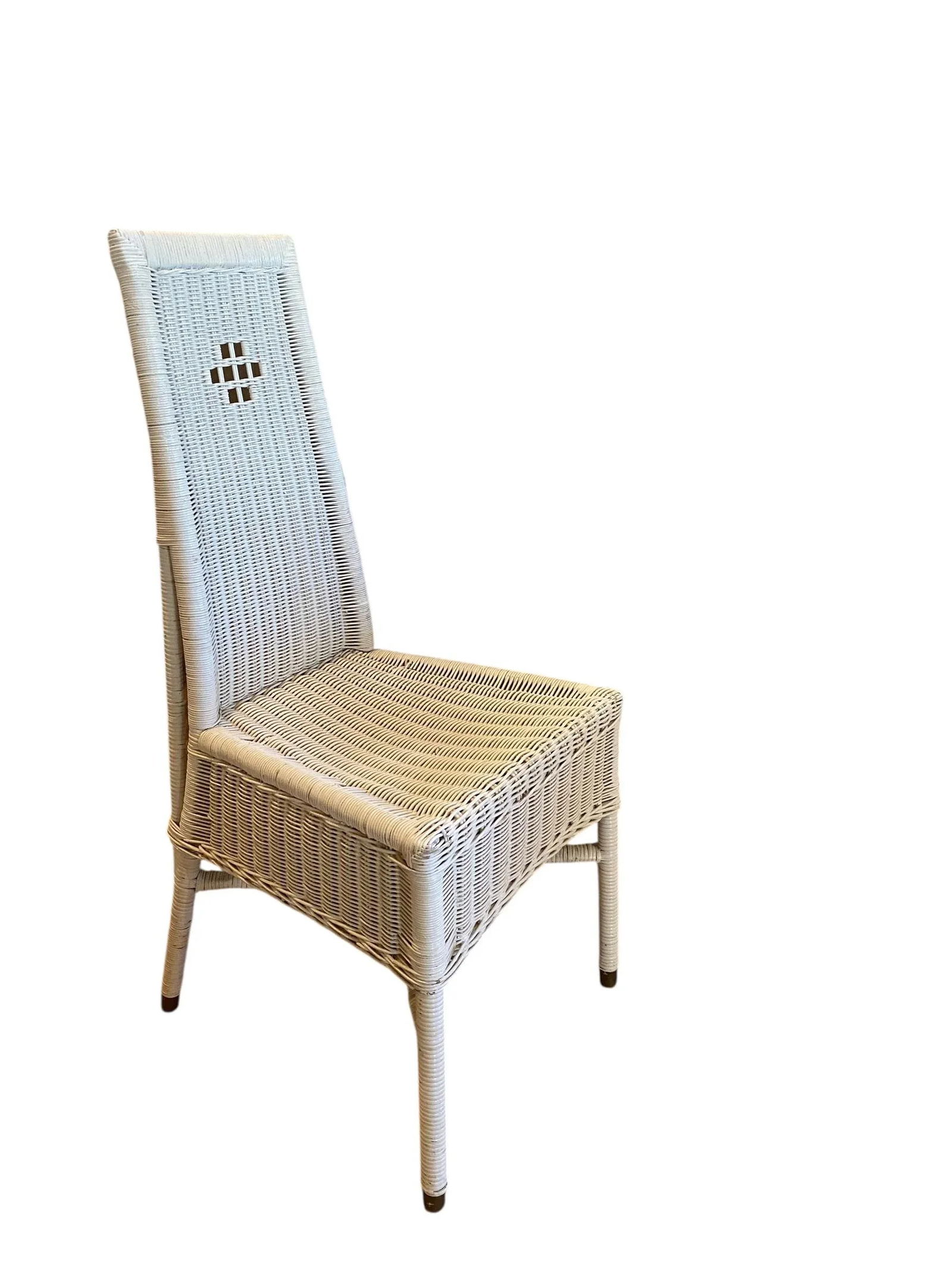 Mid 20th Century Vintage Mid Century Wicker & Wood Top Writing Desk and Chair Set of 2 - 8