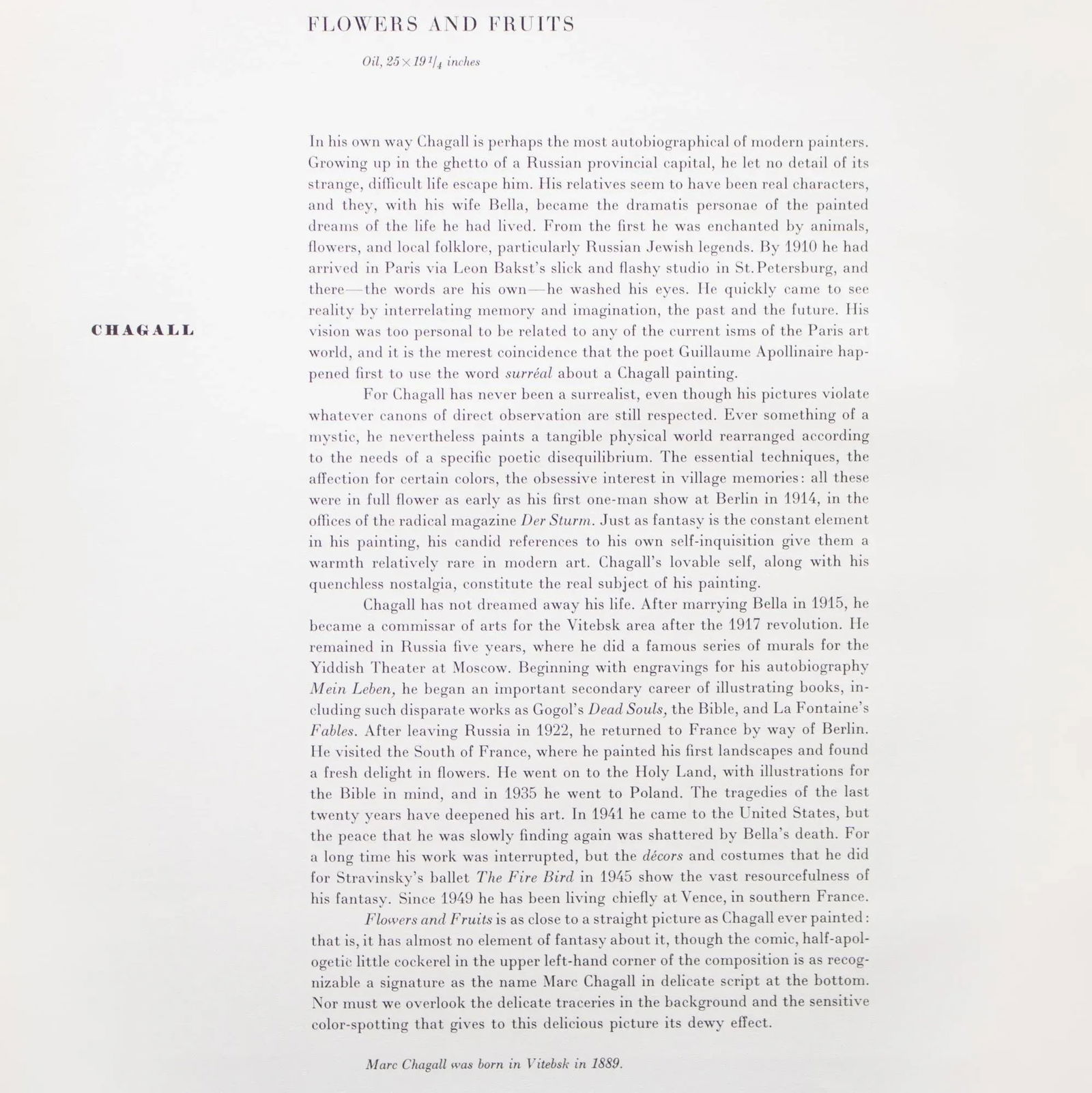 1950s After Marc Chagall "Flowers and Fruits", First Edition Period Full-Color Print - 8