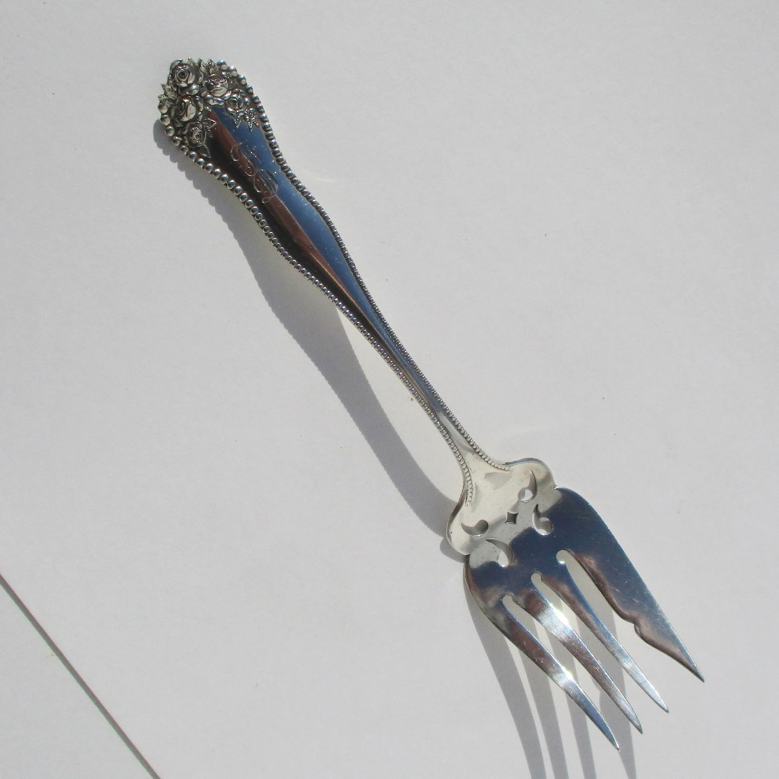 Gorham Sterling Pierced Serving Fork Circa 1897 - 6