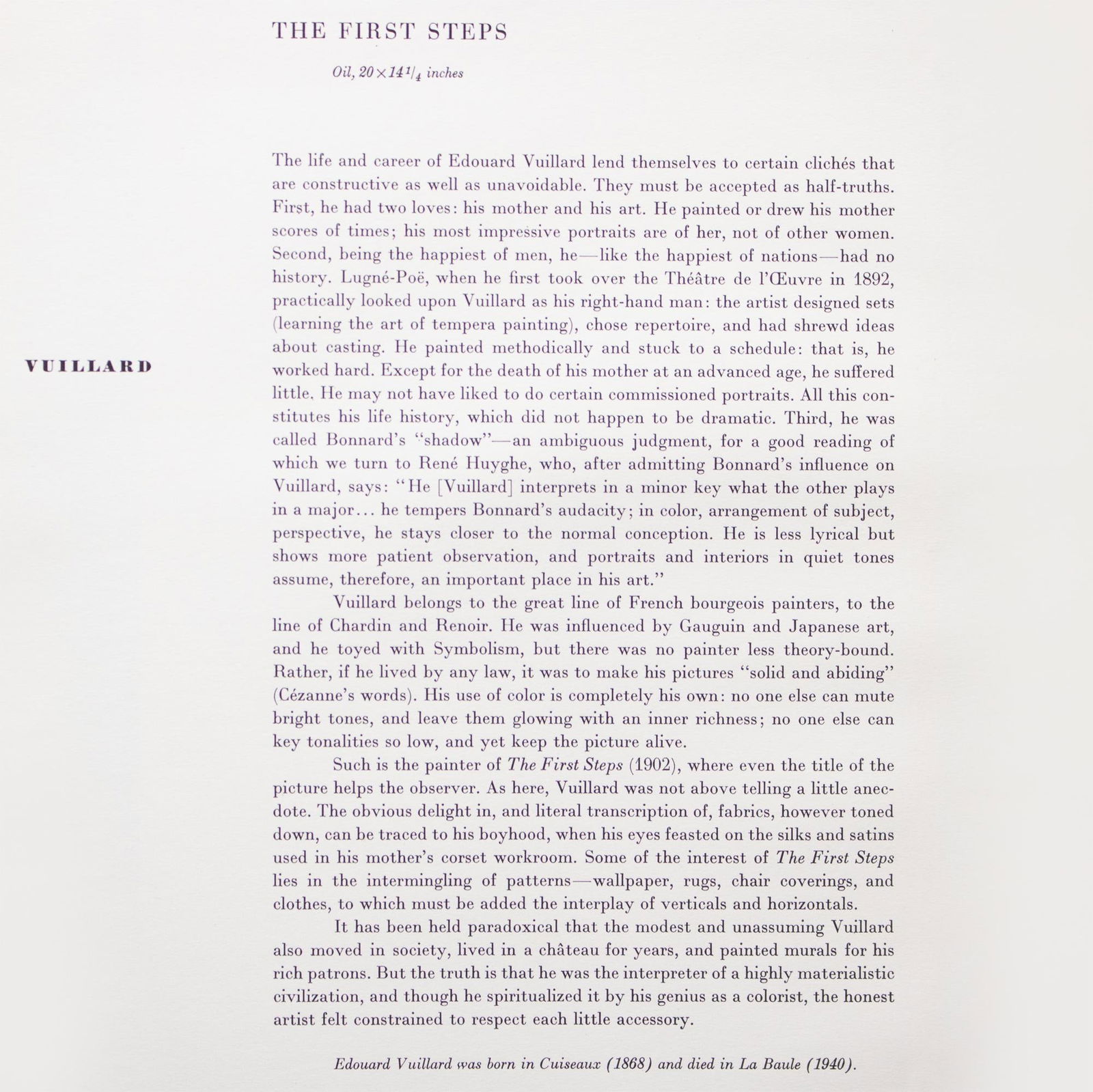 1950s After Edouard Vuillard "The First Steps", First Edition Swiss Full-Color Print - 8