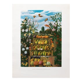 1950s After Andre Bauchant "The Fruit Stand", First Edition Swiss Full-Color Print
