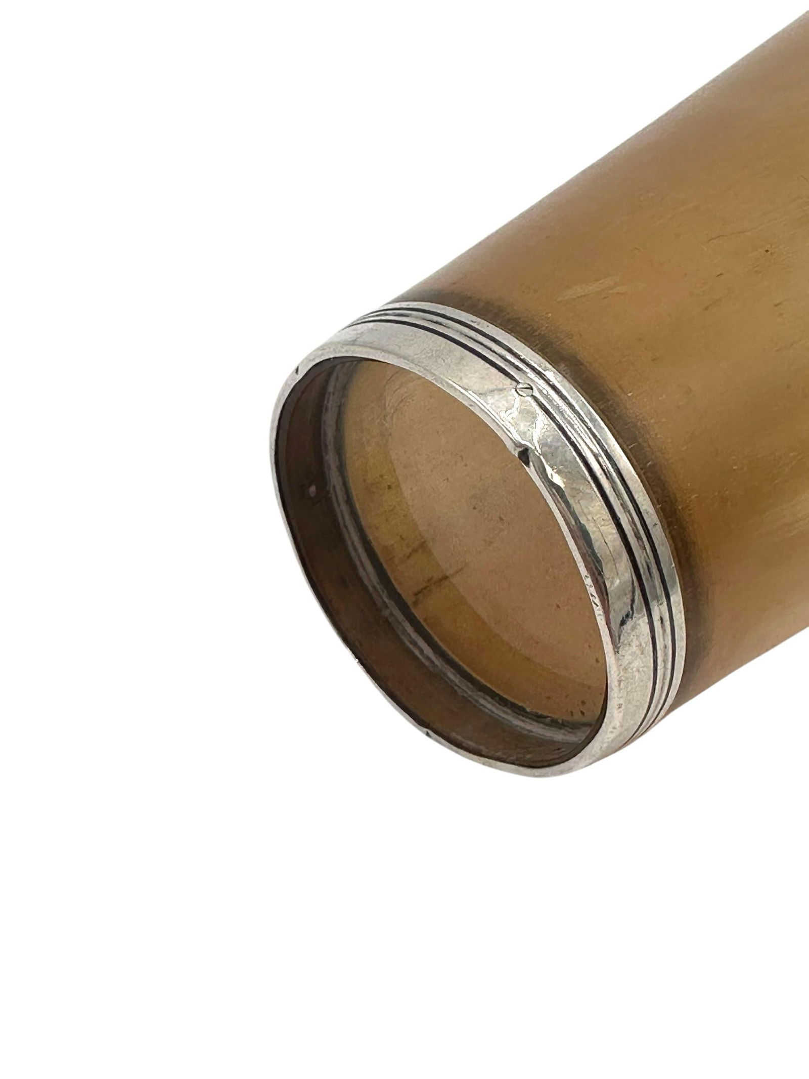 Late 19th Century Sterling Silver Rimmed Horn Cup With Glass Bottom - 5