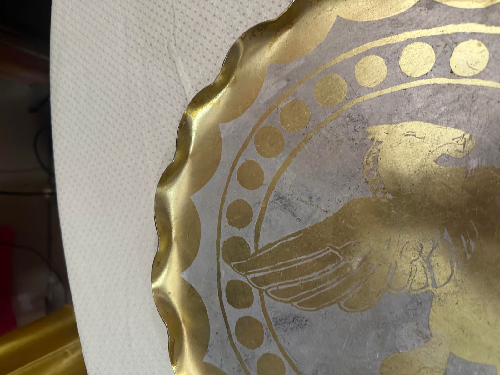 Vintage Gold and Silver Pegasus Decorative Tray - 4