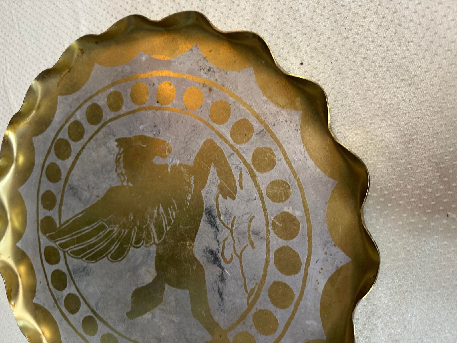 Vintage Gold and Silver Pegasus Decorative Tray - 5