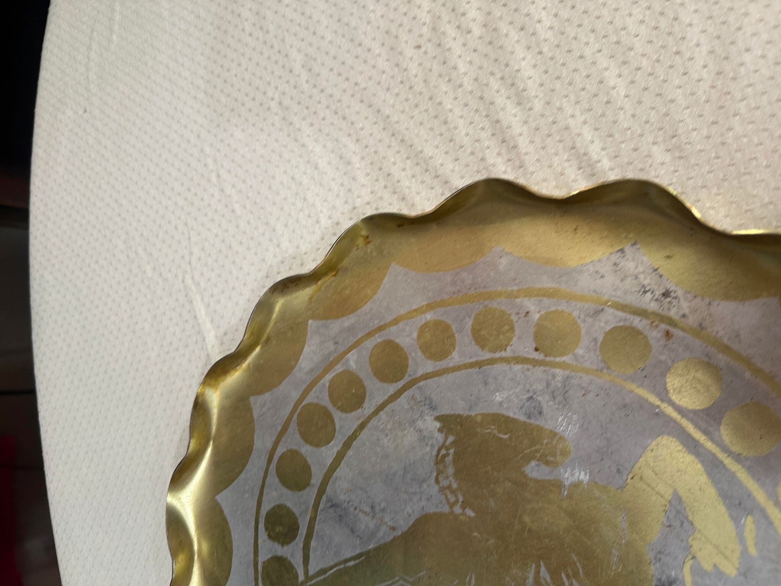 Vintage Gold and Silver Pegasus Decorative Tray - 6
