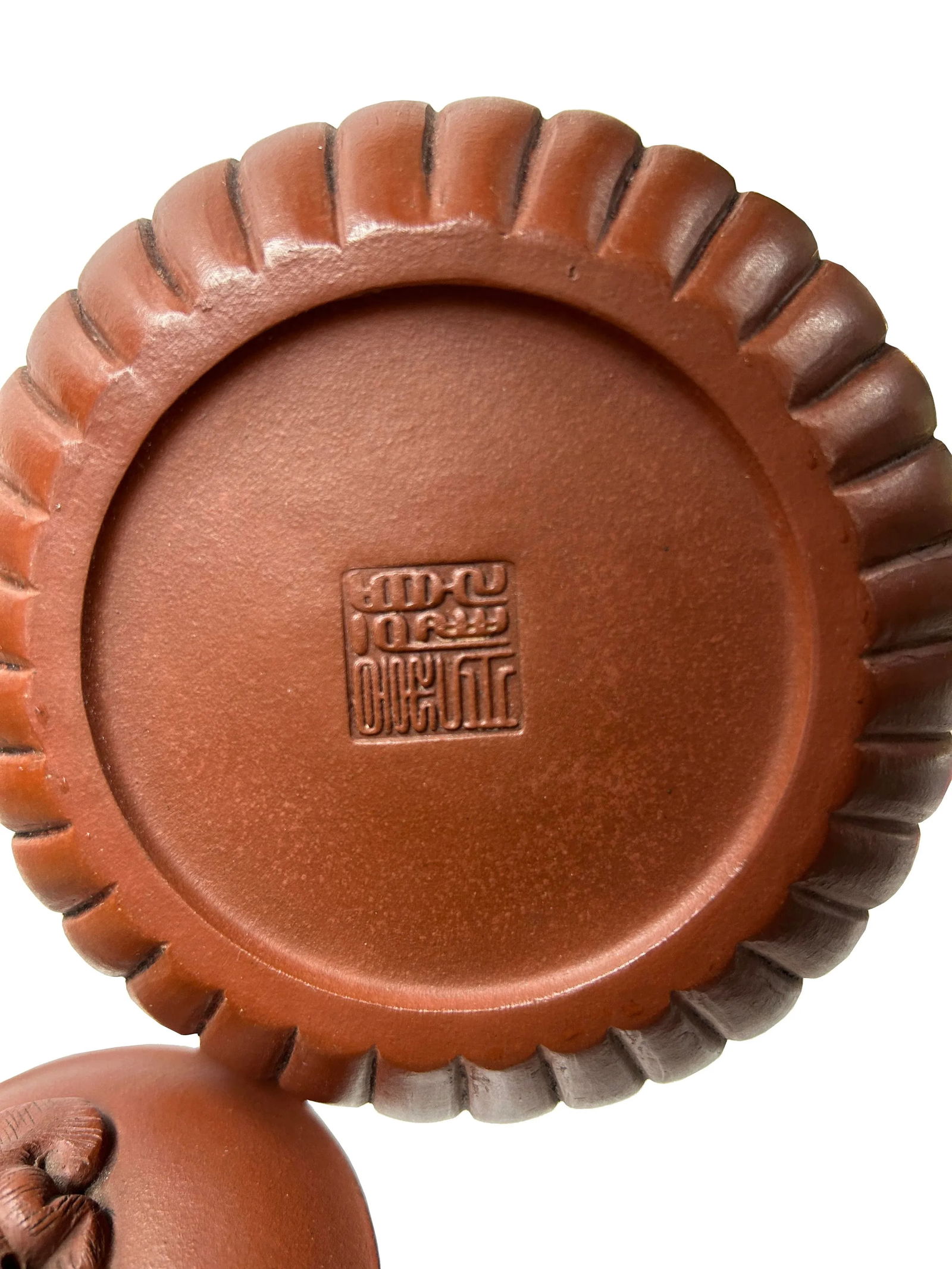 Vintage Brown Pumpkin Puppy Zisha Clay Teapot Art Display - 3