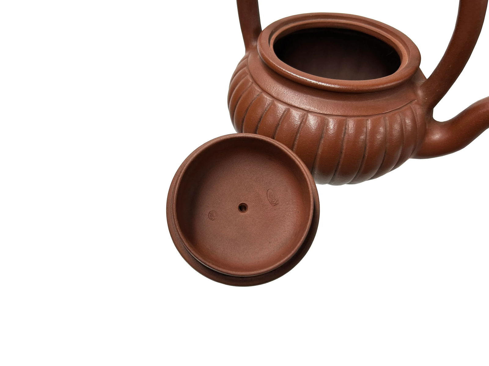 Vintage Brown Pumpkin Puppy Zisha Clay Teapot Art Display - 7