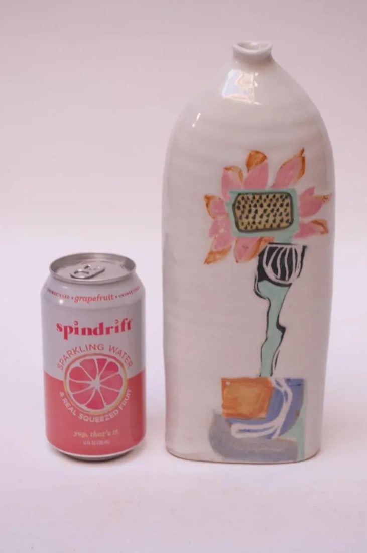 Studio Ceramic Vase With Floral Decoration Singed Pollack, 1976 - 5