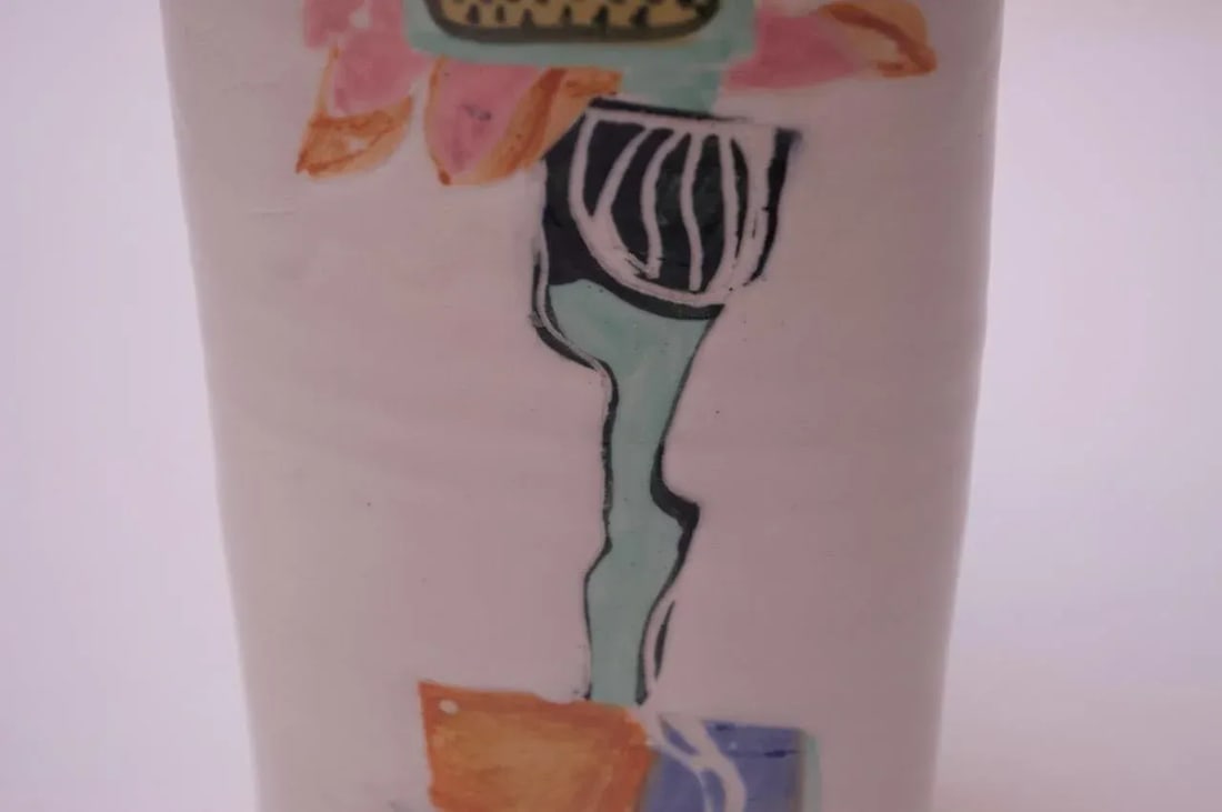 Studio Ceramic Vase With Floral Decoration Singed Pollack, 1976 - 7