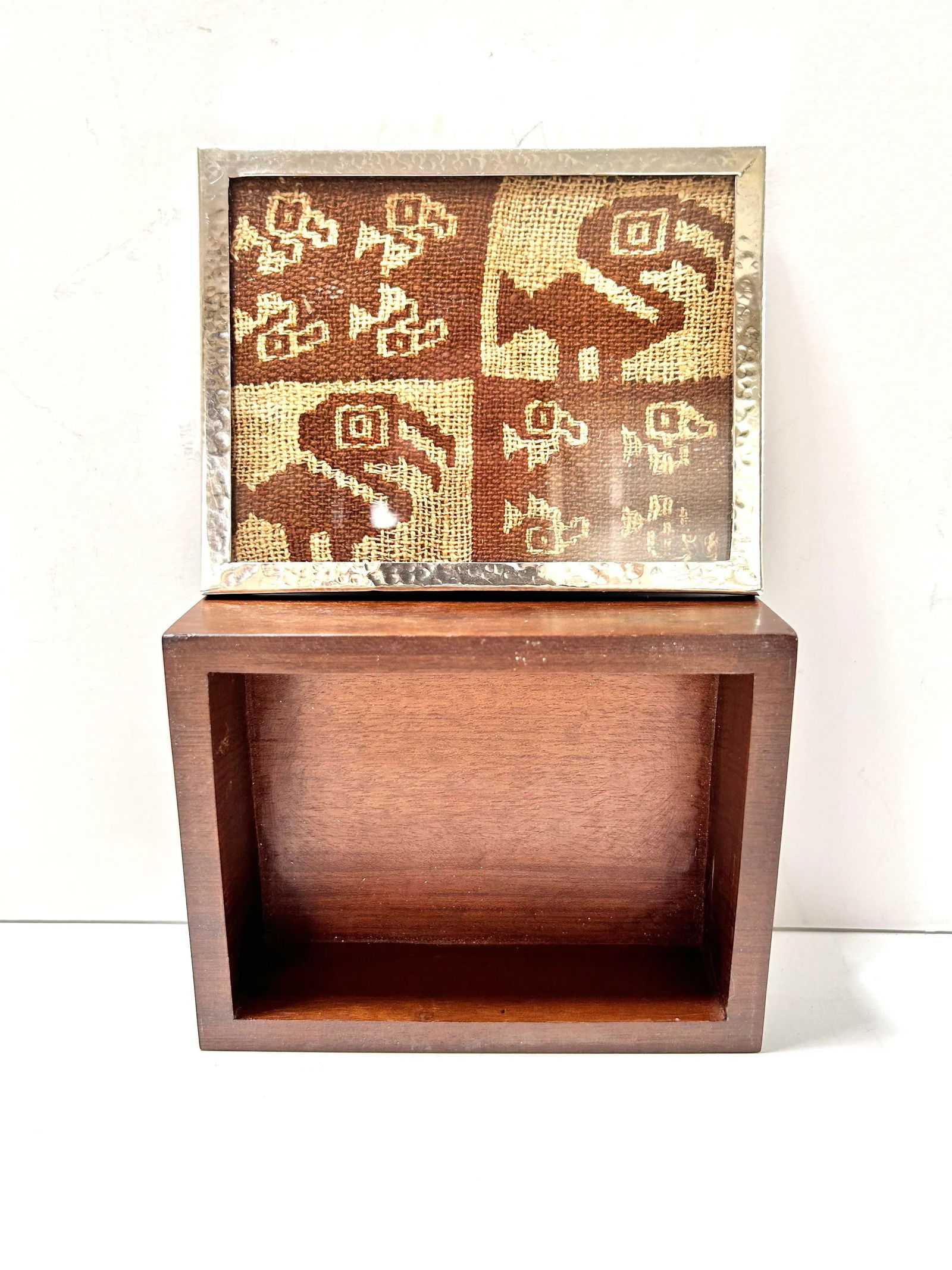 1960s Sterling Silver & Exotic Wood Boxe With Antique Textile Top Peruvian - 8