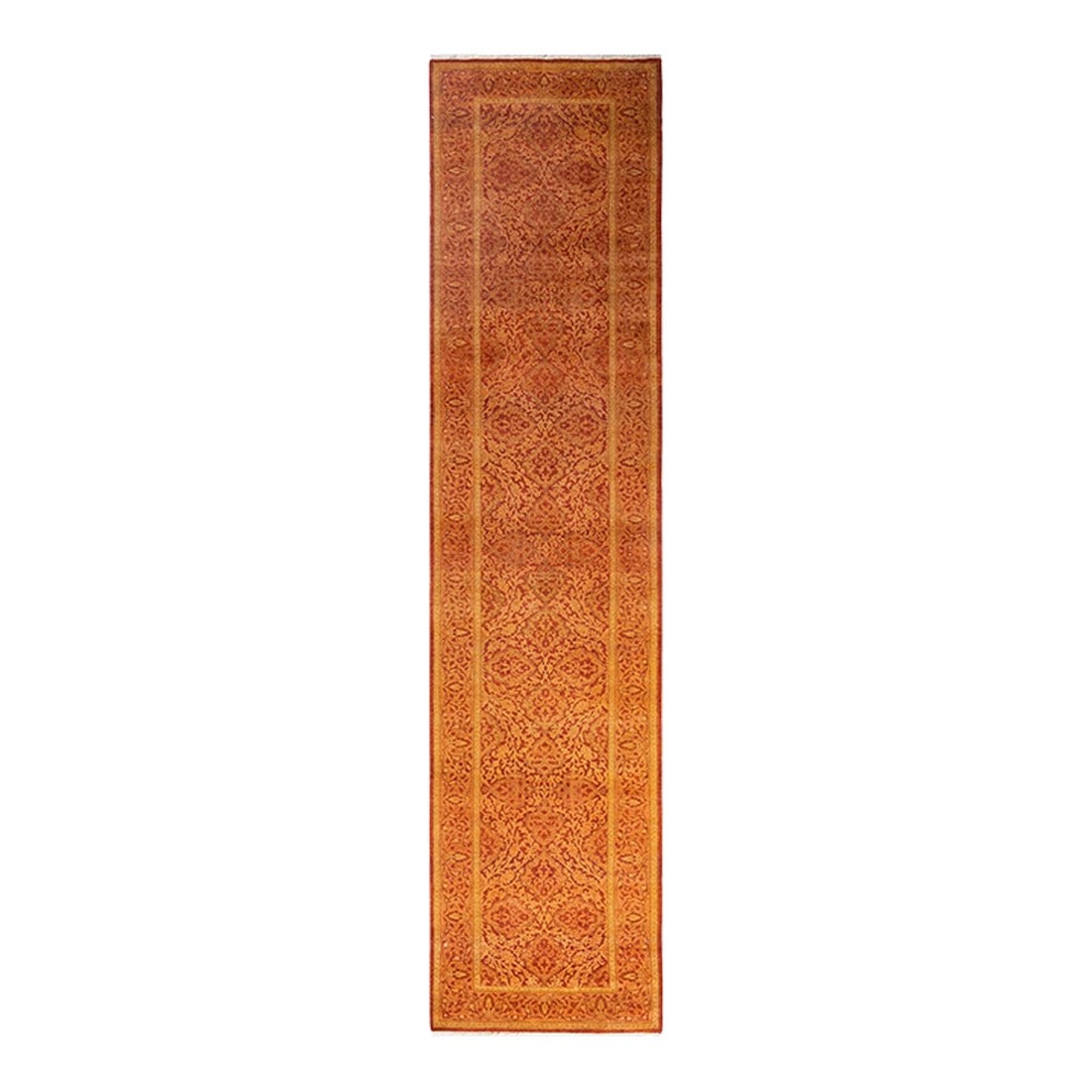 Mogul Hand-Knotted Runner Rug - Orange, 2' 7" x 11' 7": With understated palettes and allover designs, the rugs in the Mogul Collection will bring timeless sophistication to any room. Influenced by a spectrum of Turkish, Indian, and Persian designs, the