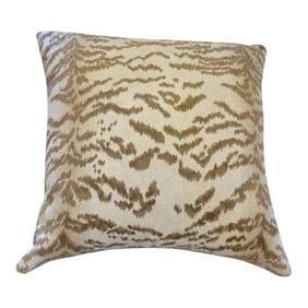 Cowtan & Tout Rajah Beige Pillow Backed in Teal Blue Velvet