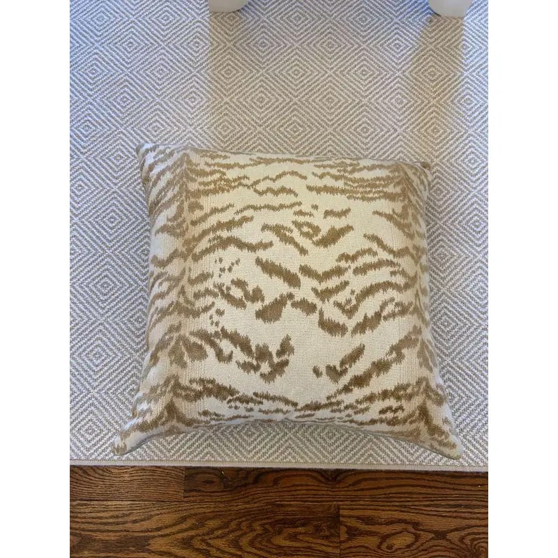 Cowtan & Tout Rajah Beige Pillow Backed in Teal Blue Velvet - 2