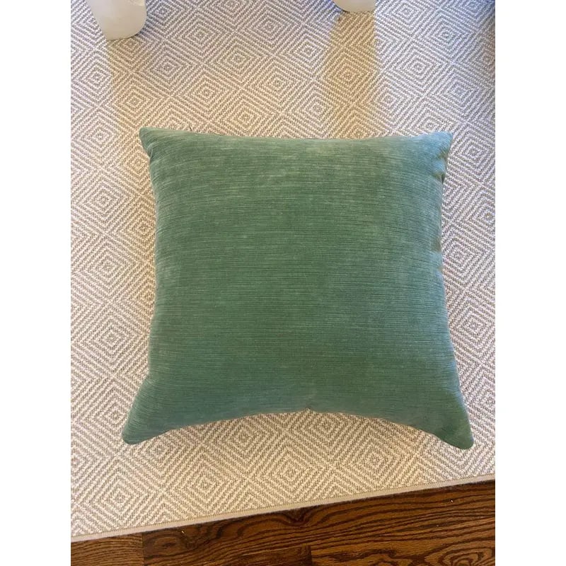 Cowtan & Tout Rajah Beige Pillow Backed in Teal Blue Velvet - 4