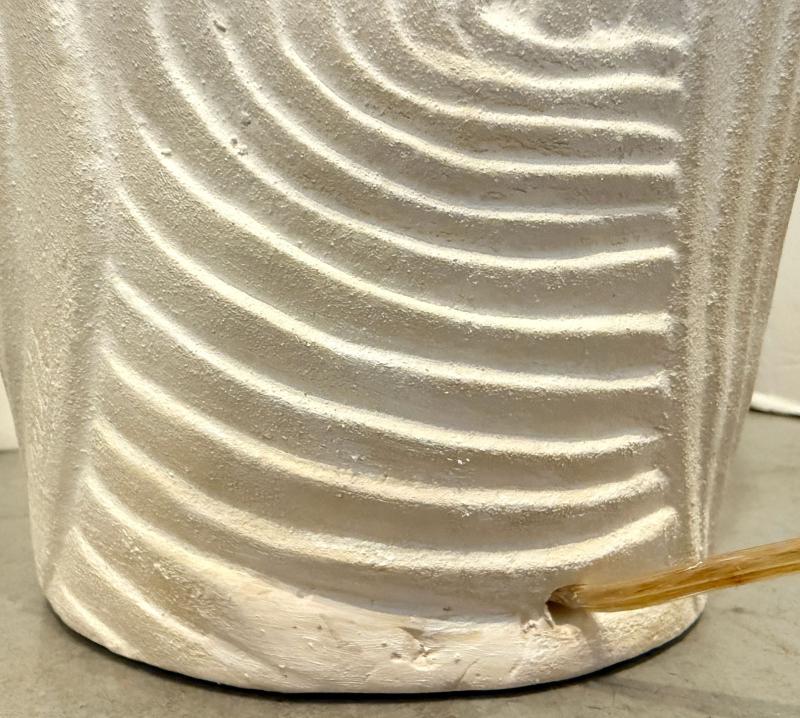 Tall Pair of Plaster Table Lamps With Relief Herons and Leaves From 80's - 11