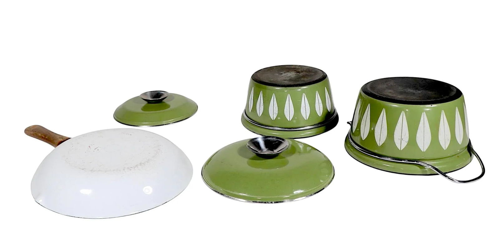 Mid 20th Century Catherineholm Lotus Pattern Cookware in Avocado and White Enamel- Set of 3 - 2