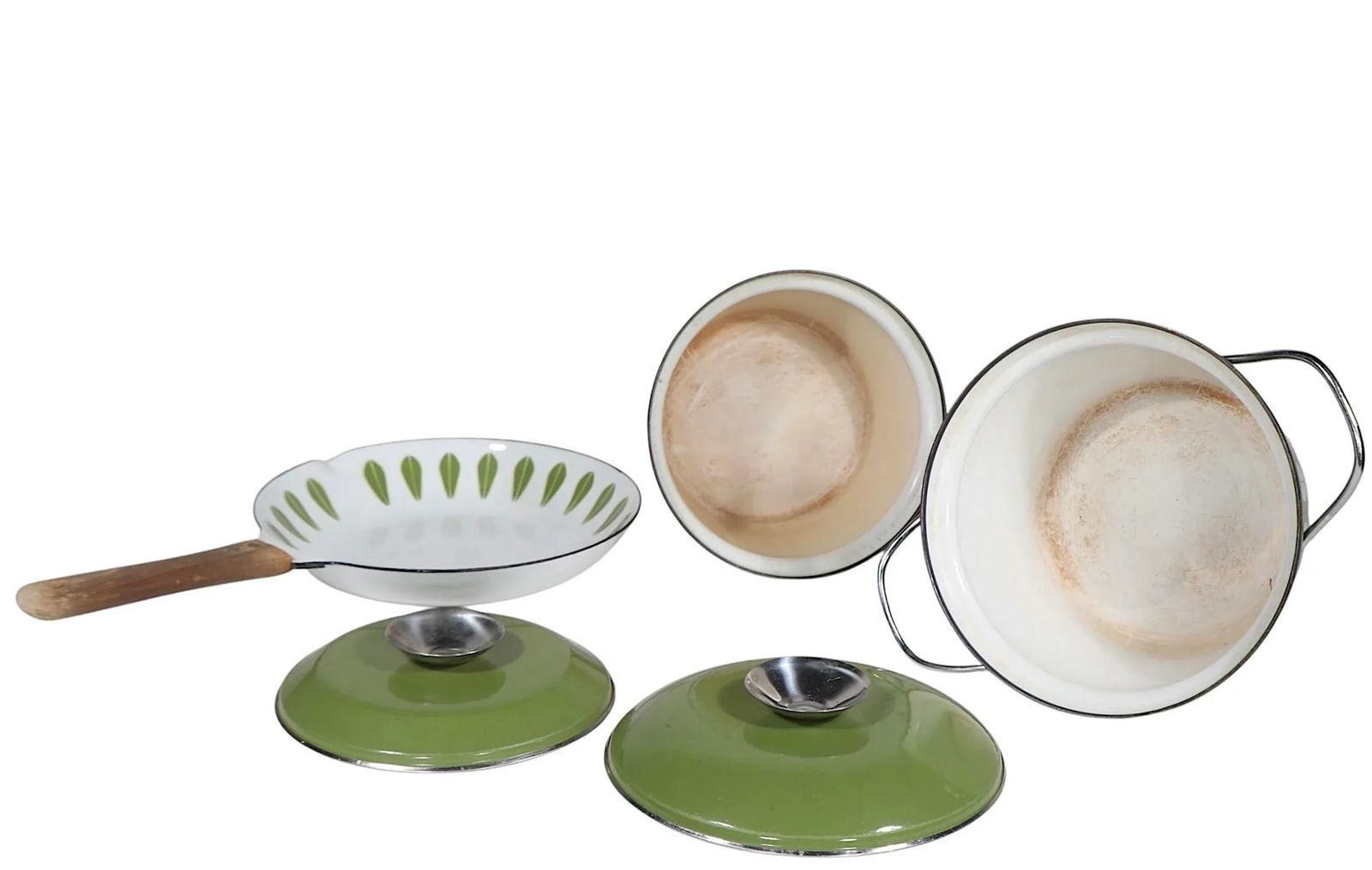 Mid 20th Century Catherineholm Lotus Pattern Cookware in Avocado and White Enamel- Set of 3 - 5