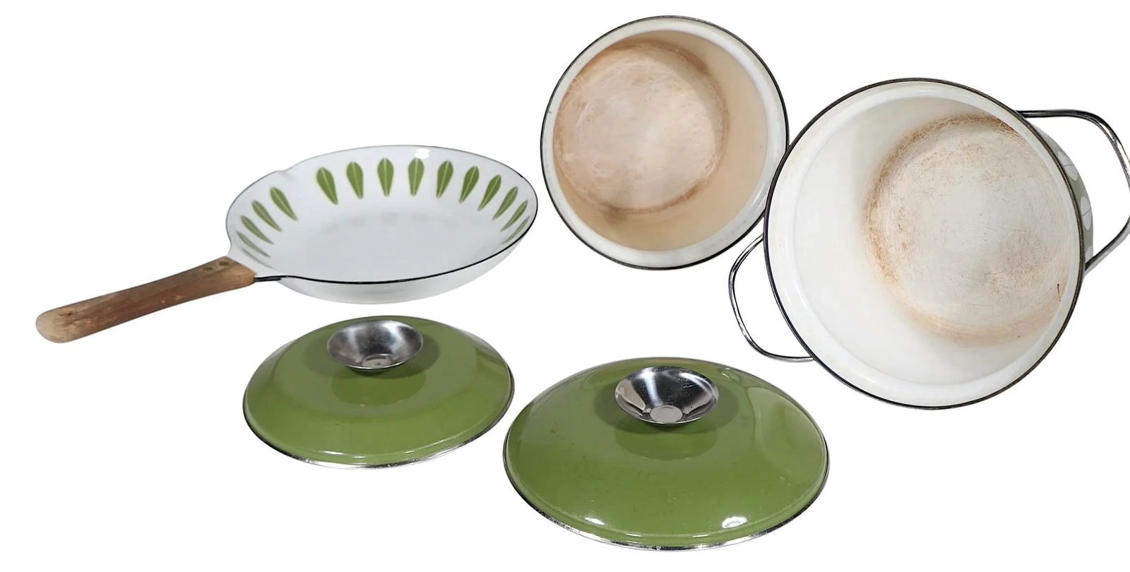Mid 20th Century Catherineholm Lotus Pattern Cookware in Avocado and White Enamel- Set of 3 - 6