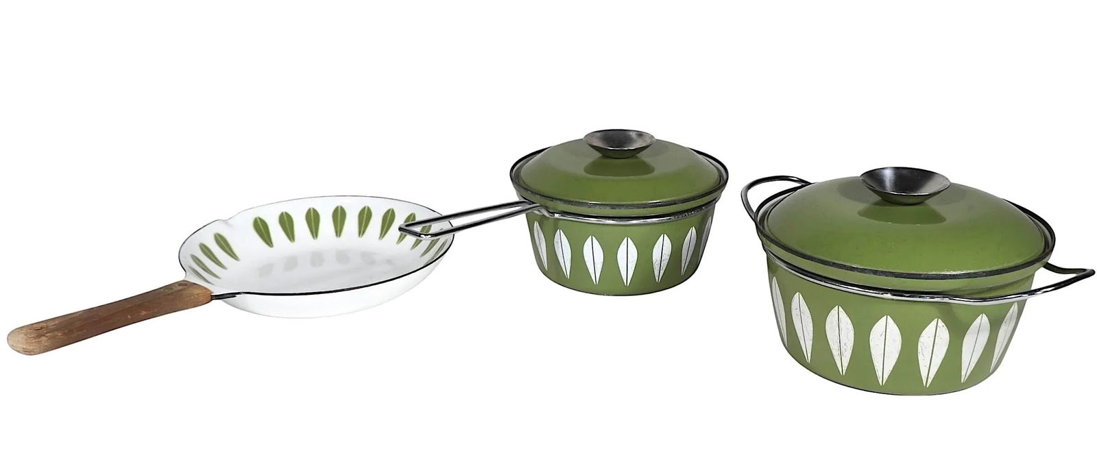 Mid 20th Century Catherineholm Lotus Pattern Cookware in Avocado and White Enamel- Set of 3 - 9
