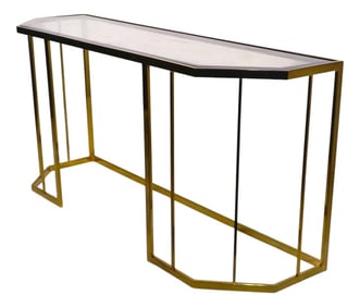 Hollywood Regency Style Brass and Glass Console C. 1970/80's