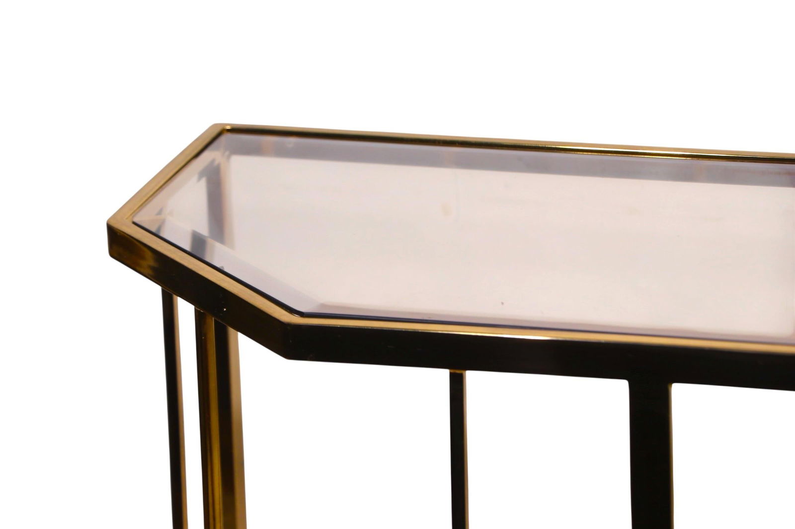 Hollywood Regency Style Brass and Glass Console C. 1970/80's - 3