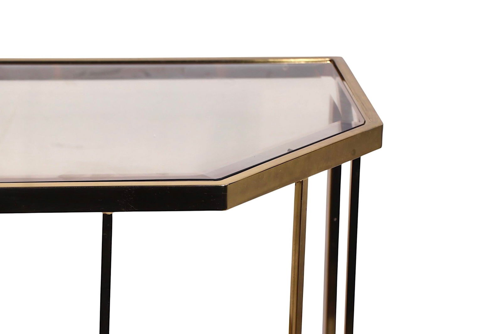 Hollywood Regency Style Brass and Glass Console C. 1970/80's - 4