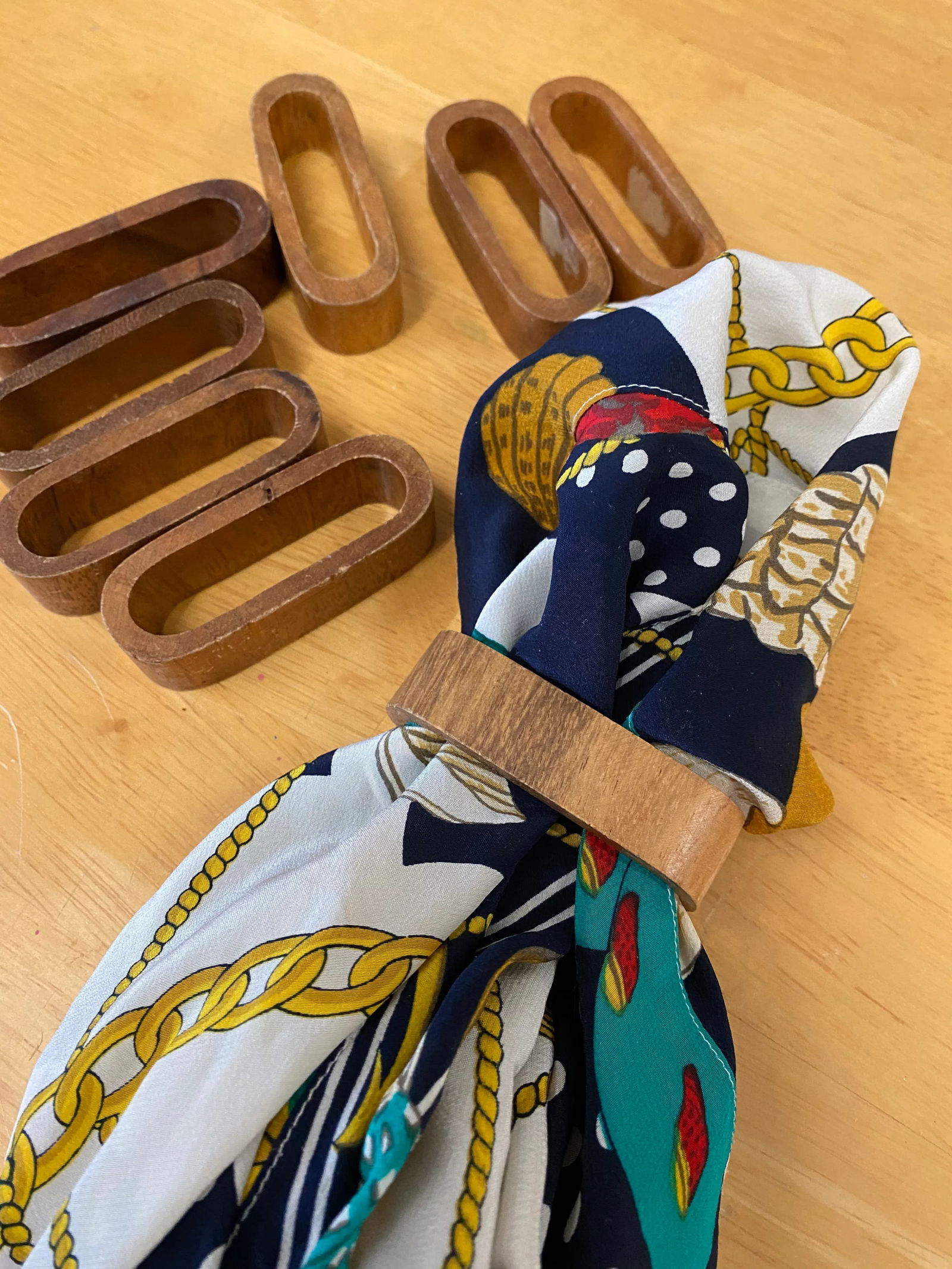 1970s Wooden Napkin Rings - Set of 8 - 5