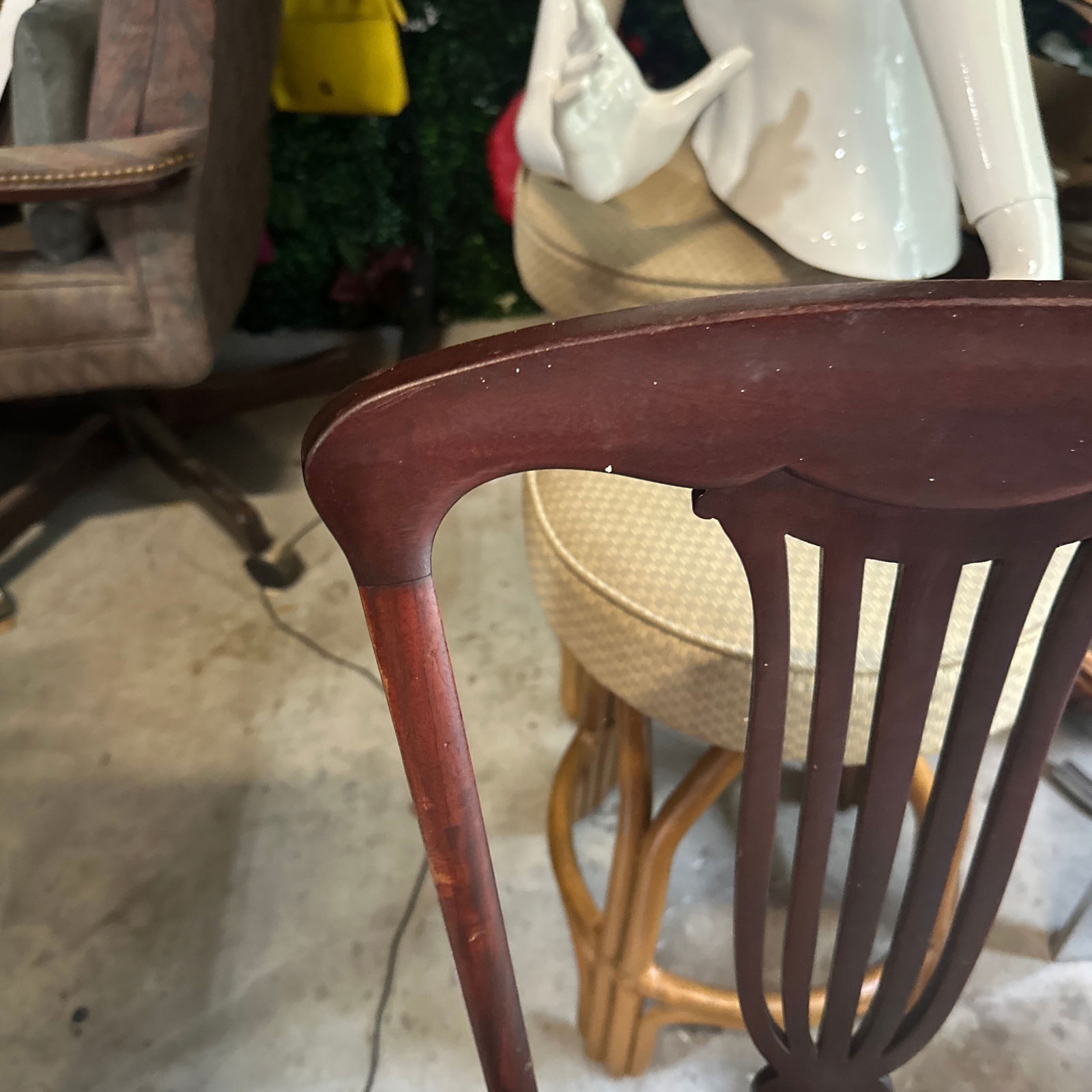 1970s Mid Century Wooden Chair With Floral Cushion - 2