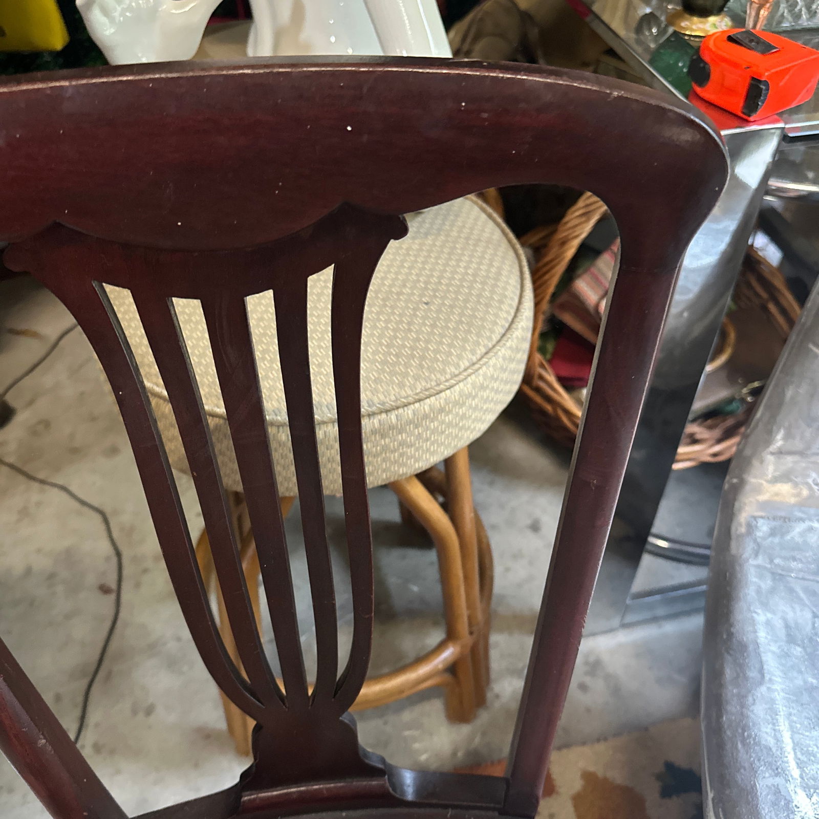 1970s Mid Century Wooden Chair With Floral Cushion - 3