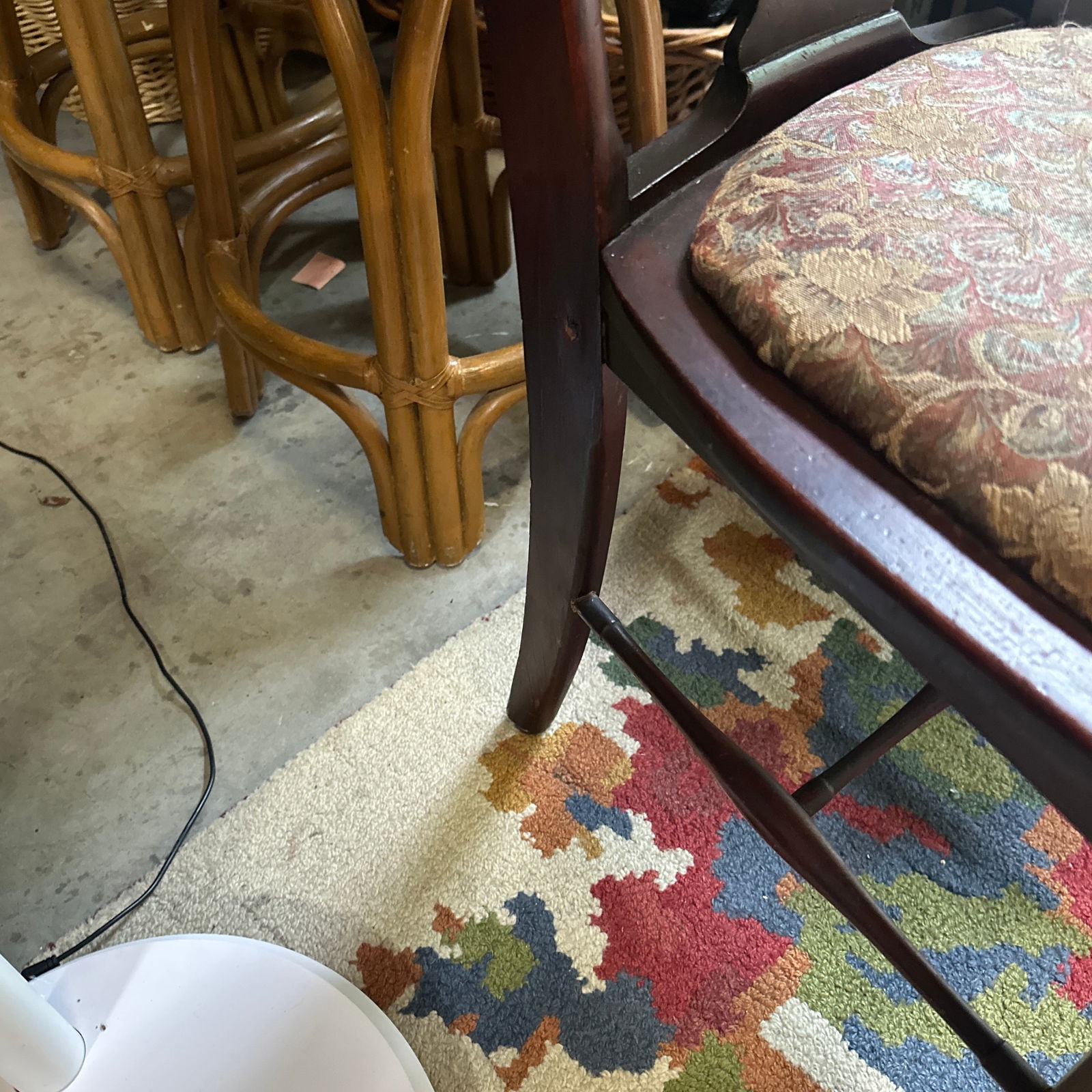 1970s Mid Century Wooden Chair With Floral Cushion - 6