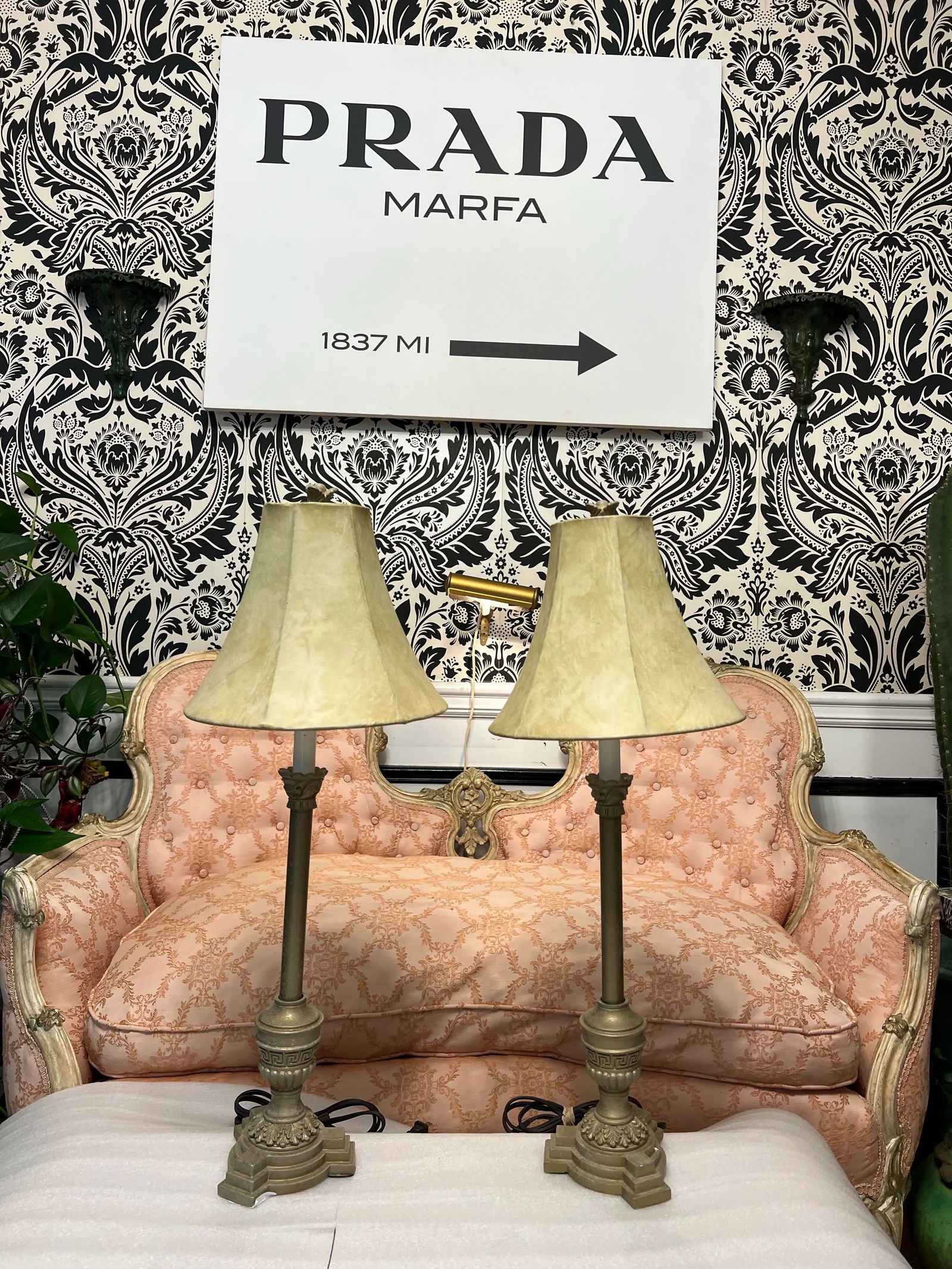 Pair of 1970s Skinny Brass Table Lamps With Greek Key Accents - 7