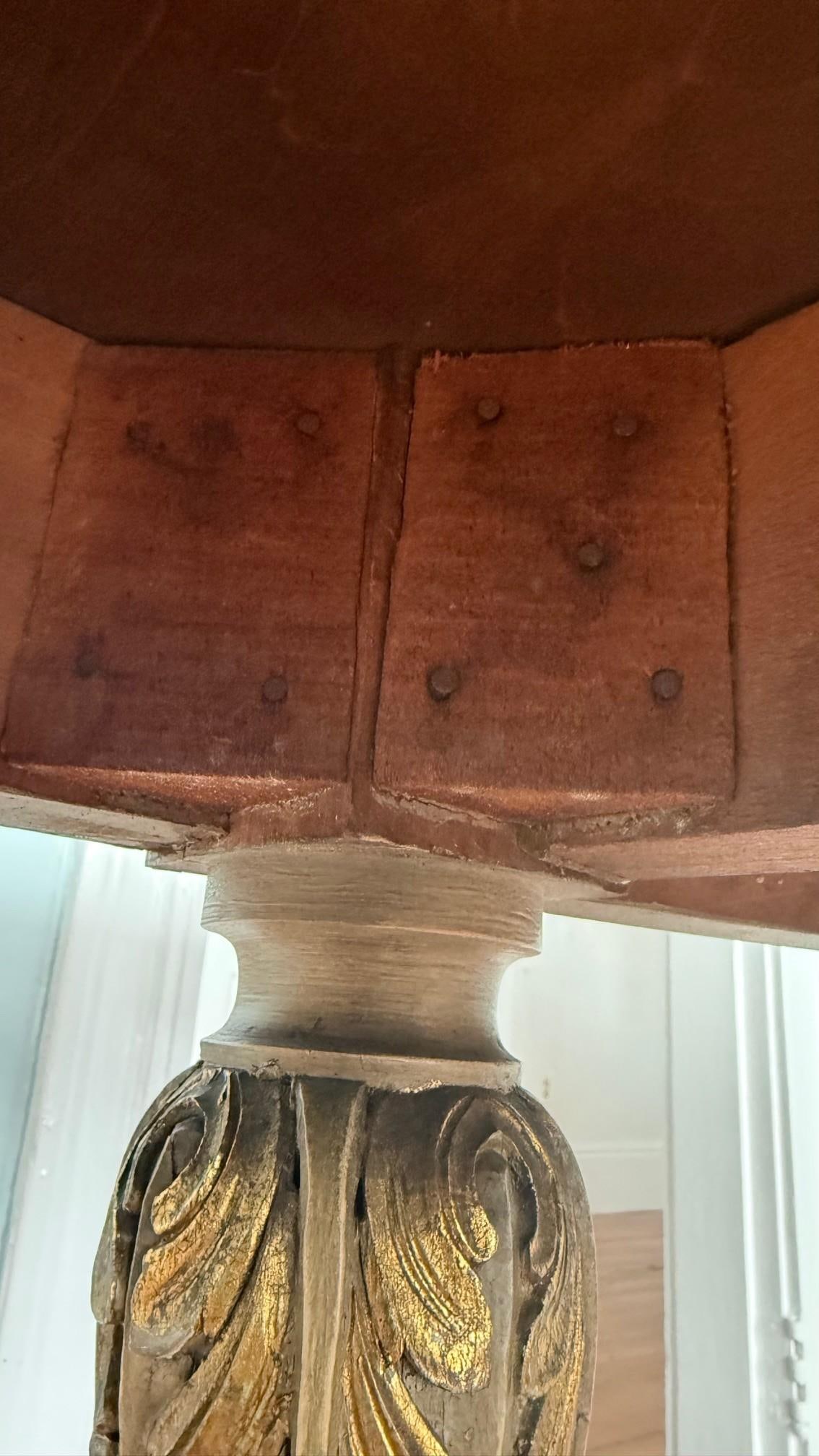 Antique Neoclassical Dining Table With Bird's Eye Maple Top and Distressed Painted Base "” - 13