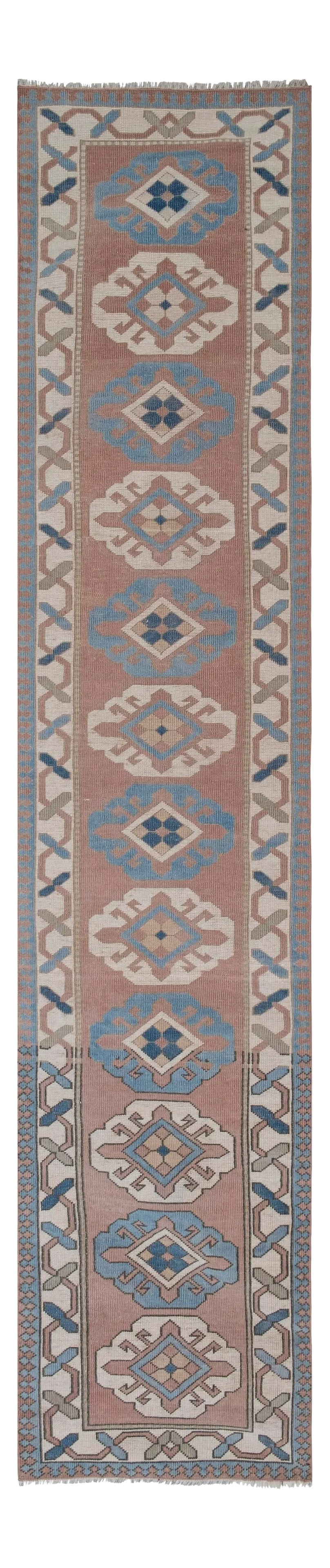 Vintage Anatolian Oushak Kars Runner 2'7" X 12'6": Vintage Anatolian Oushak Kars Runner Rug 2'7" X 12'6" 31.5'' x 149.6'' / 80 x 380 cm Hand woven with high quality pure wool Excellent condition From TURKEY Works well with all styles of home