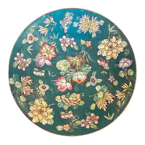 Vintage Large Chinese, Chinoiserie Style, Decorative Porcelain Bowl With Floral Pattern