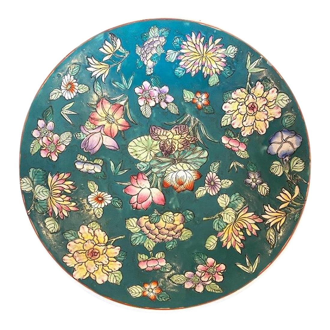 Vintage Large Chinese, Chinoiserie Style, Decorative Porcelain Bowl With Floral Pattern (1 of 3)