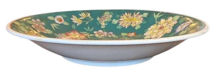 Vintage Large Chinese, Chinoiserie Style, Decorative Porcelain Bowl With Floral Pattern - 2