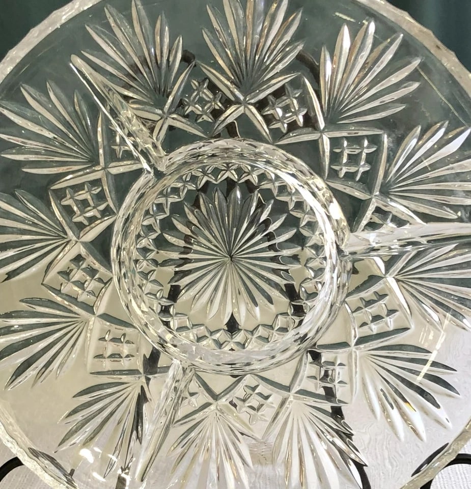 Antique Cut-Glass Large Divided Glass Platter/Dish/Tray - 2
