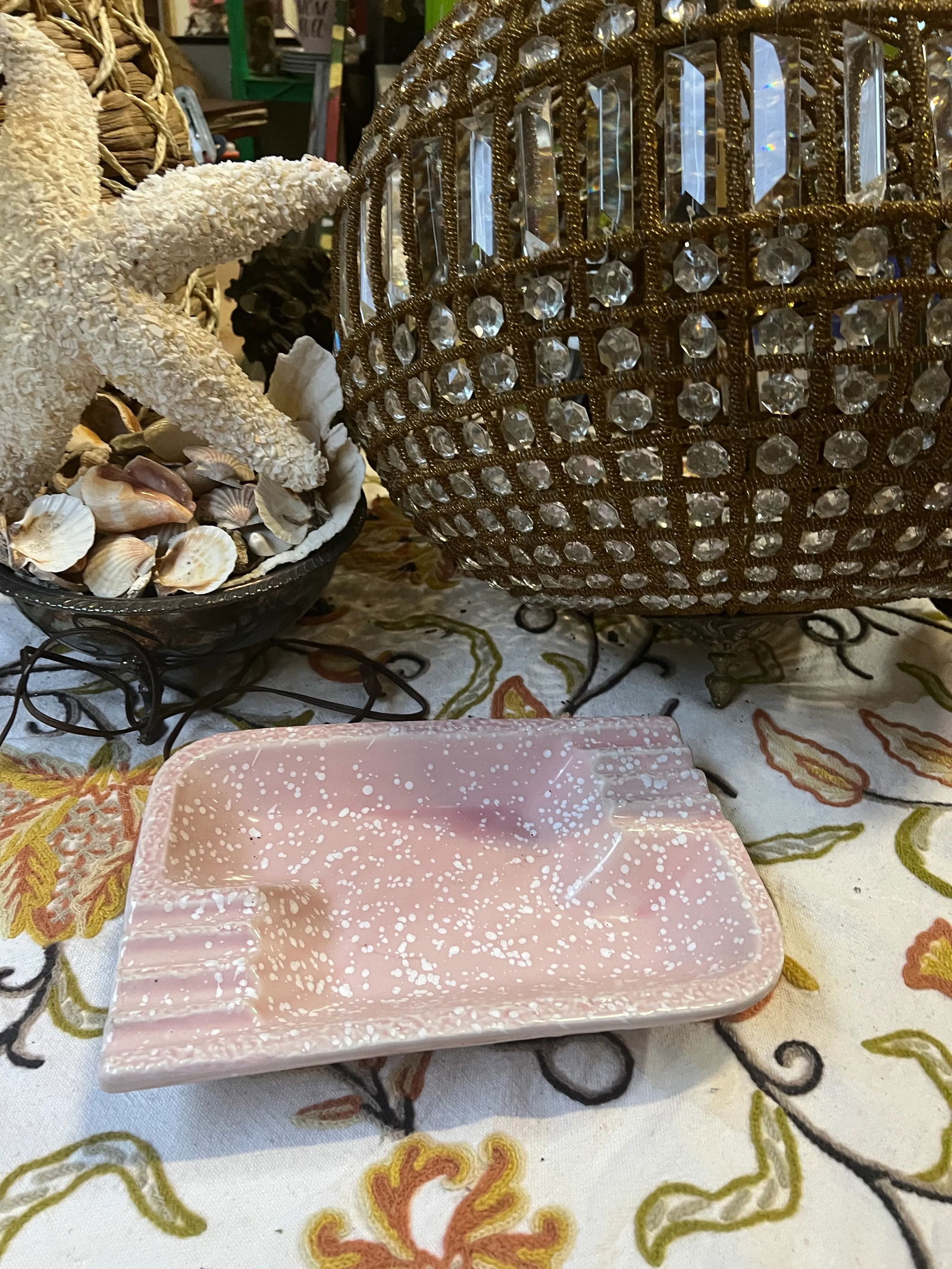 1970s Pink Atomic Art Deco Style Ceramic Ashtray - 3