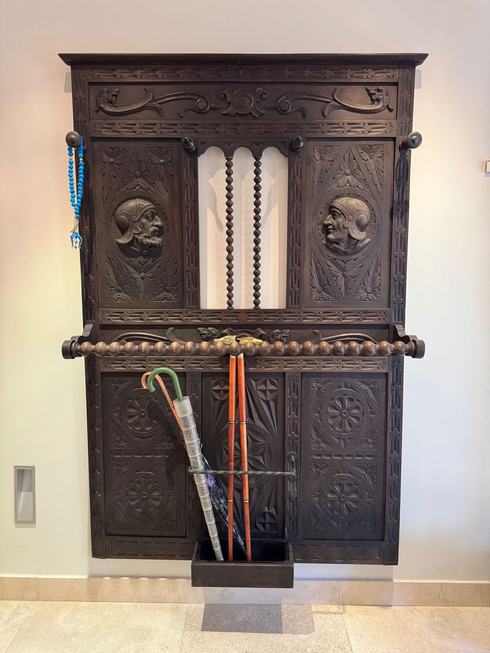 Entrance Hall Tree/Coat Rack/Umbrella Stand, 19th Century French Gothic Revival - 2