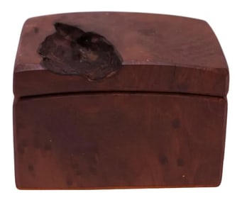 Mid-Century Miniature Walnut Burl Trinket Box