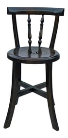 Chinese Handmade Round Brown Stain Fok Side Chair W Back