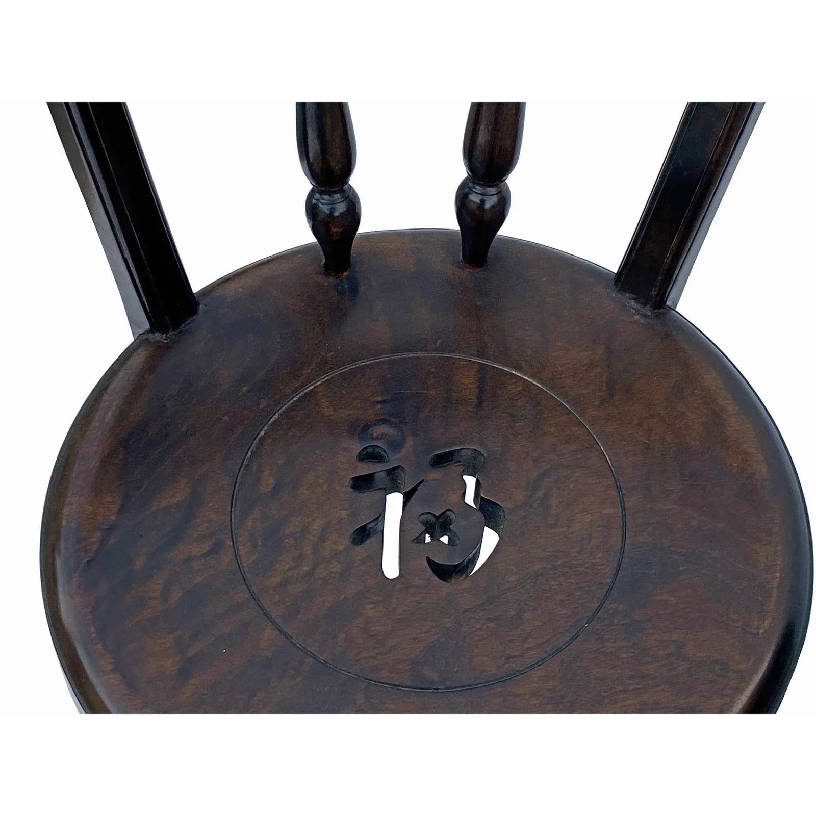 Chinese Handmade Round Brown Stain Fok Side Chair W Back - 5