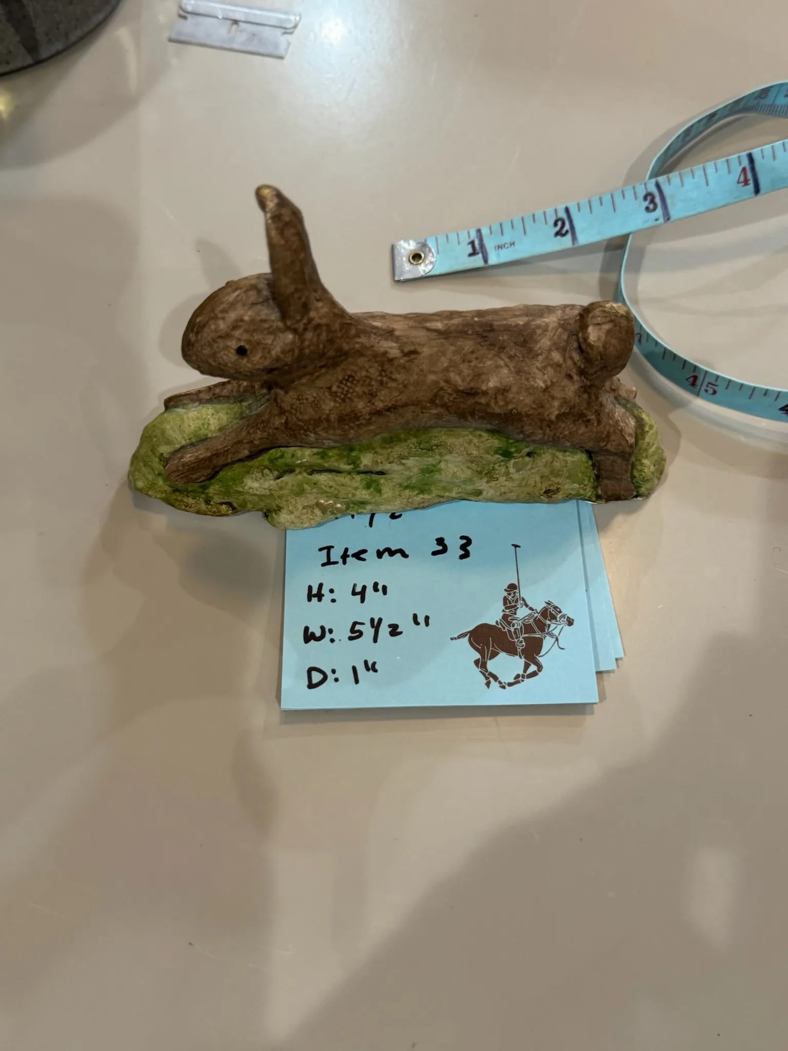 Debbie Thibault "Leaping Bunny" Folk Art Rabbit Figurine – Signed & Dated - 12