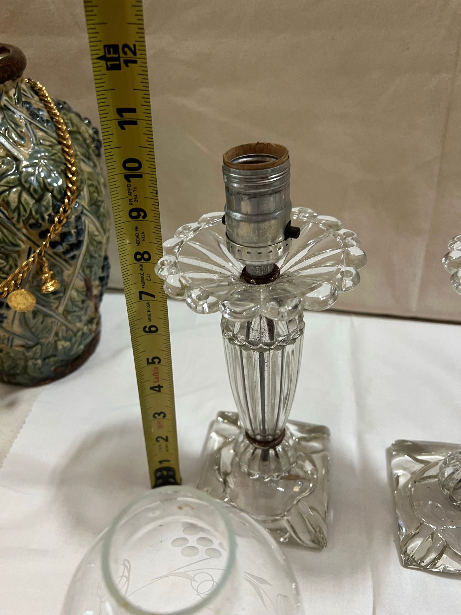 Pair of 1970s Glass Table Lamps With Glass Shades - 2