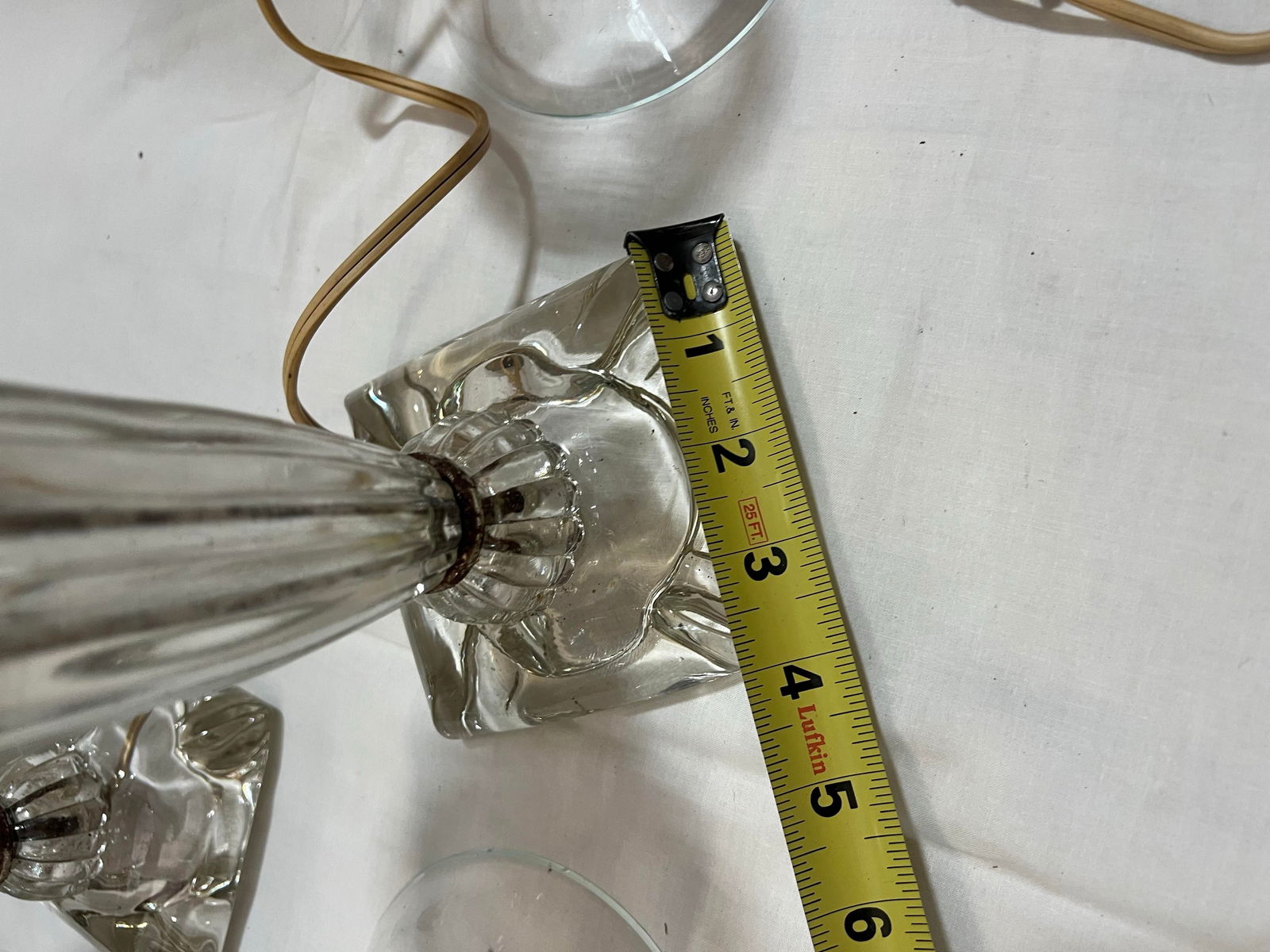 Pair of 1970s Glass Table Lamps With Glass Shades - 8