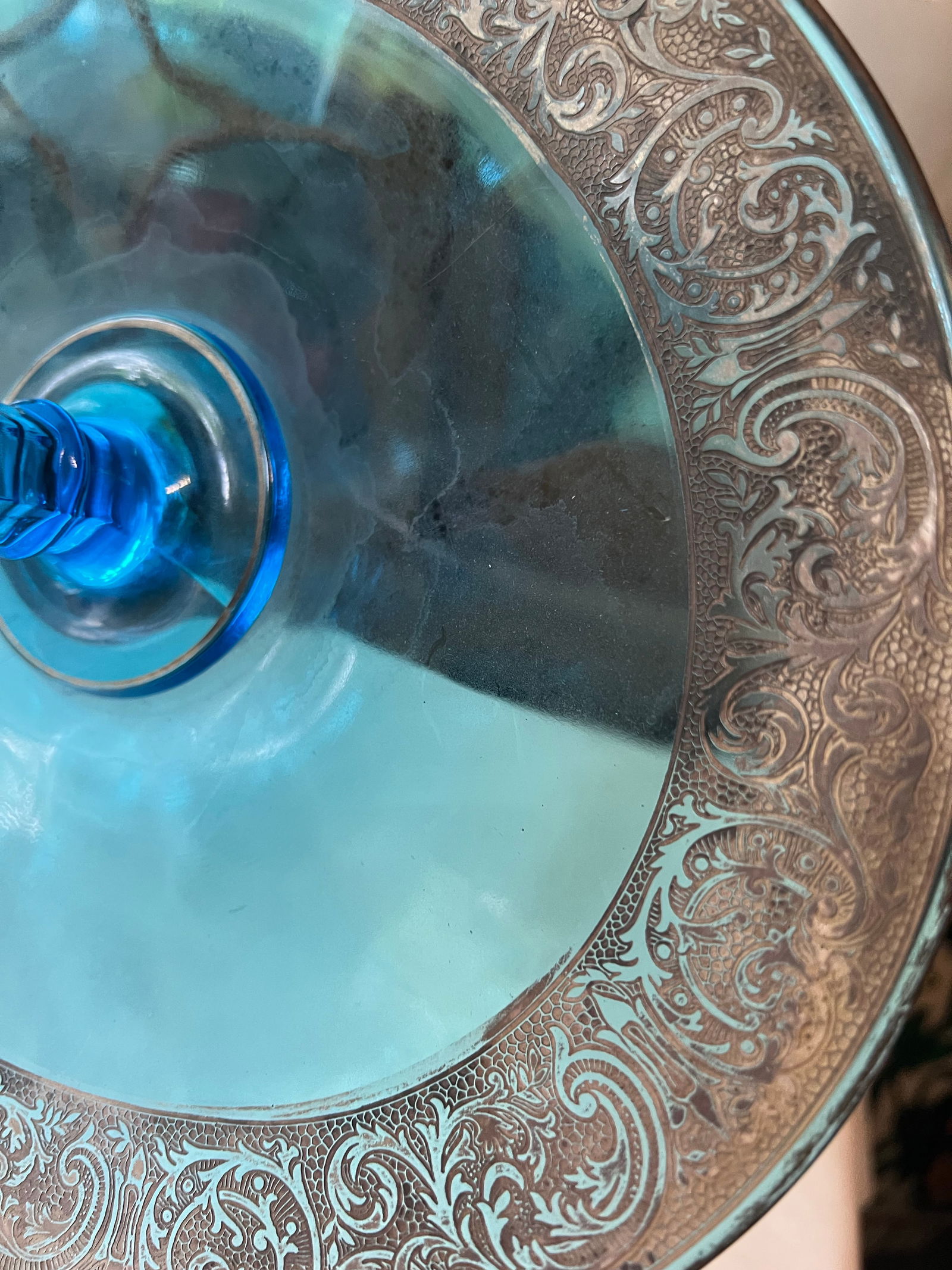 Art Deco 1930s Blue Glass Serving Tray - 4