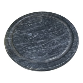 1970s Black Round Marble Serving Cheese Platter
